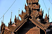 Myanmar - Mandalay, Shwe In Bin Kyaung a wonderful example of the Burmese unique teak architecture and wood-carving art. 